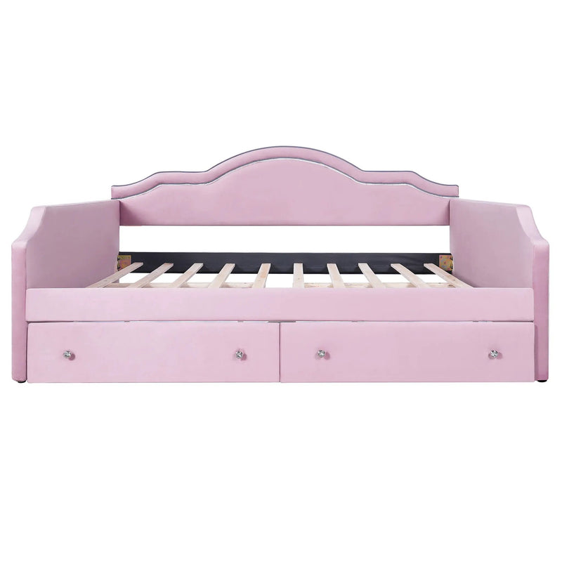 Upholstered Daybed With LED Lights And 2 Drawersme by HouseOfZazla