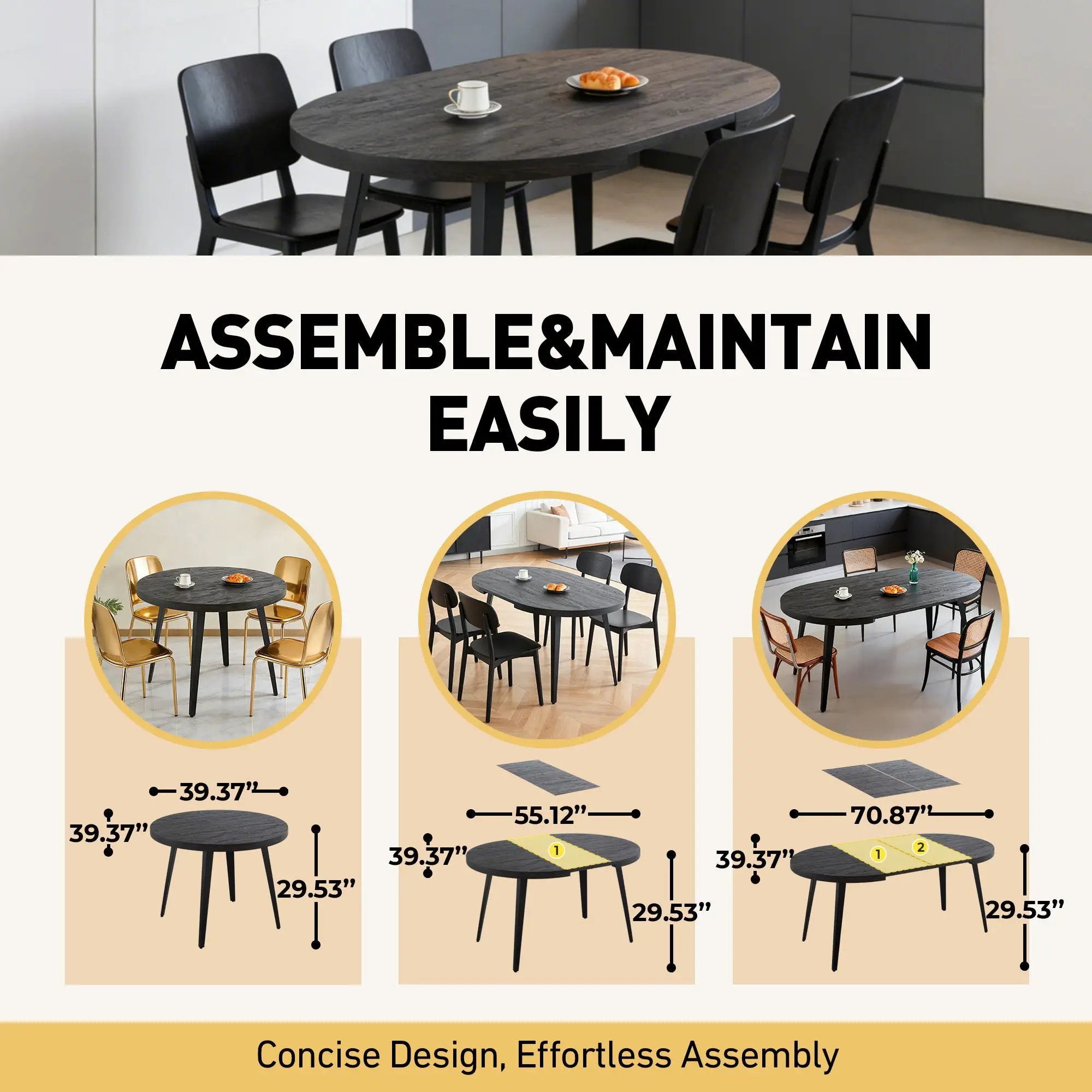 Extendable Dining Table - Black by Unique Piece Furniture