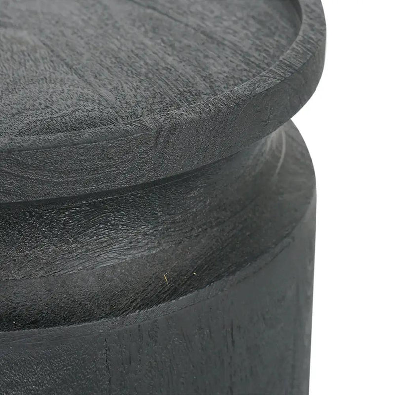 Black Wooden Cylinder Side Table by HouseOfZazla