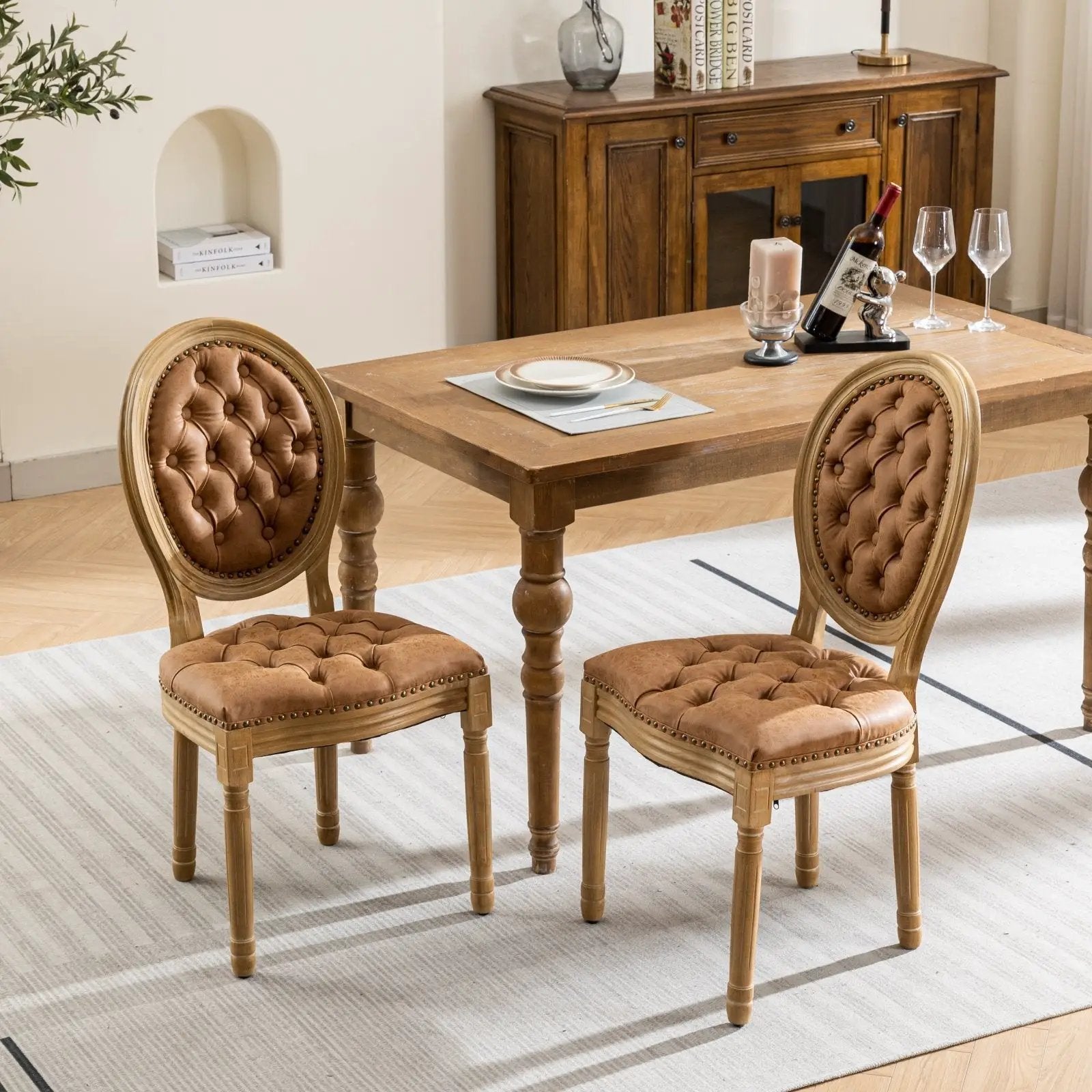 Set of 2 French Style Solid Wood Antique Dining Chairs by BLAKHOM