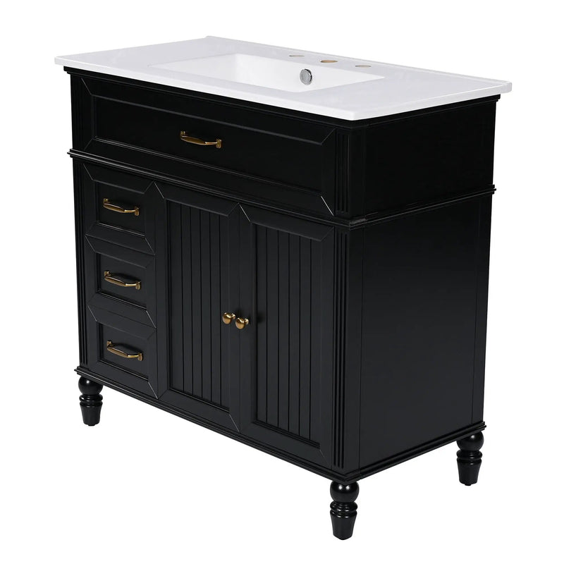 Bathroom Vanity With Sink, 2 Doors 2 Drawers, Freestanding Design by HouseOfZazla