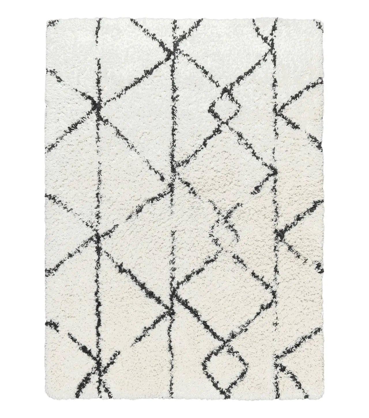 Modern Shag Rug 5x7, Ivory and Black Area Rug 5 x 7 ft by Jewel Rugs