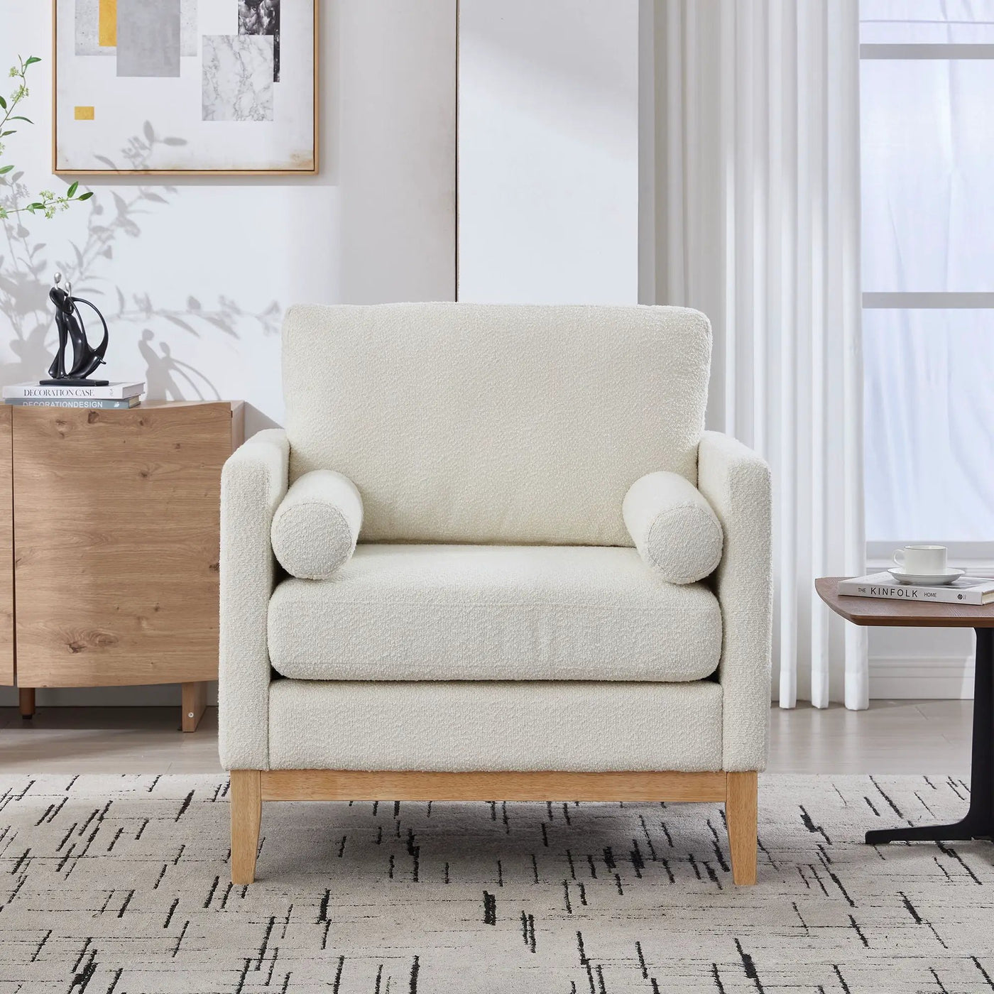 Wide Modern Performance Accent Chair With Natural Legs by Unique Piece Furniture