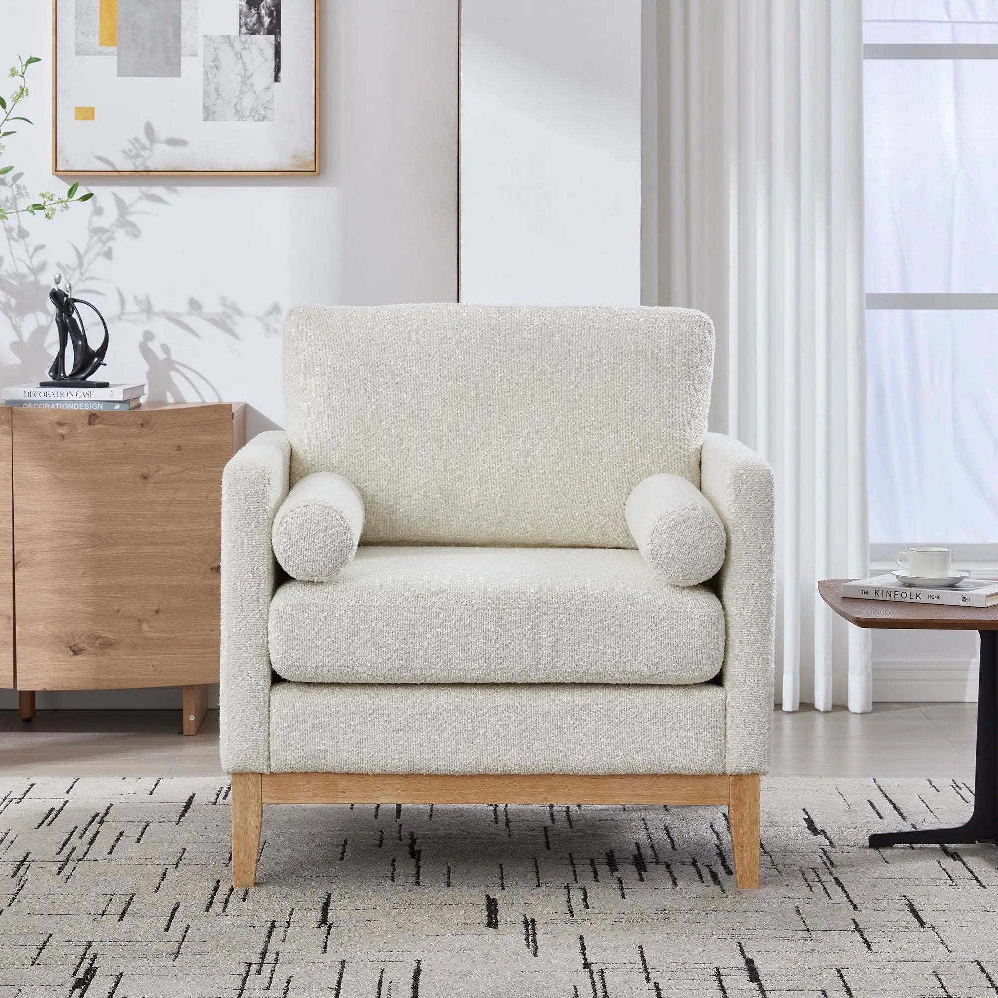 Wide Modern Performance Accent Chair With Natural Legs by Unique Piece Furniture