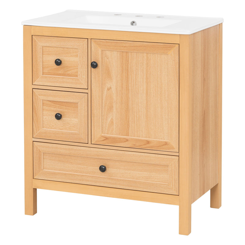 Modern Bathroom Vanity With Sink, Soft Close Drawers & Door, Storage Rack by HouseOfZazla