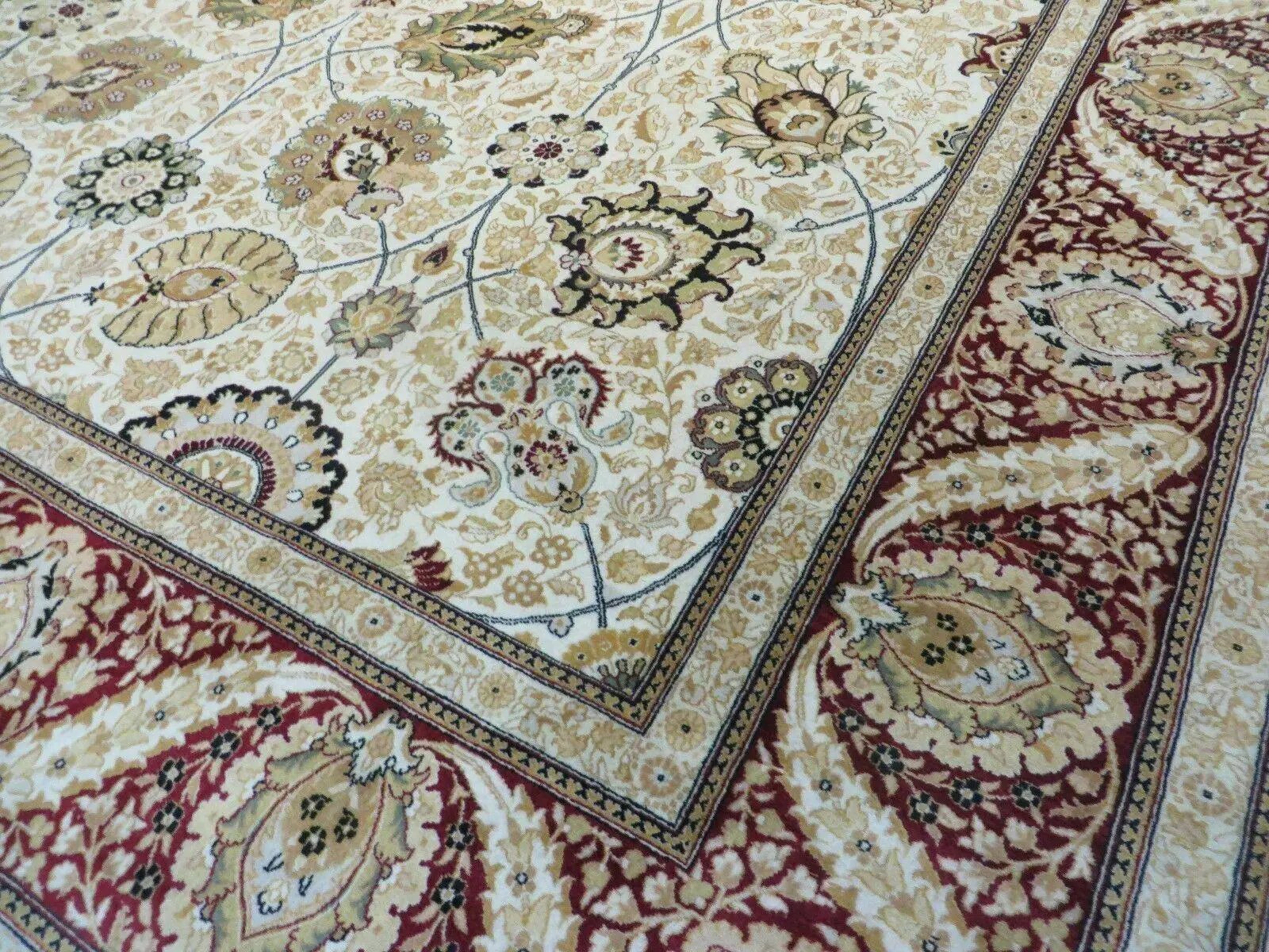 9' X 12' Vintage Handmade Wool Rug Pakistani Floral Design Nice Vegetable Dye by Jewel Rugs