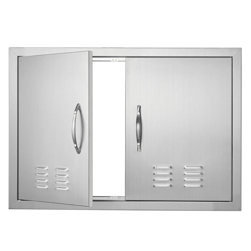 BBQ Access Door, 30W x 21H Inch Double Stainless Steel Outdoor Kitchen Door by HouseOfZazla