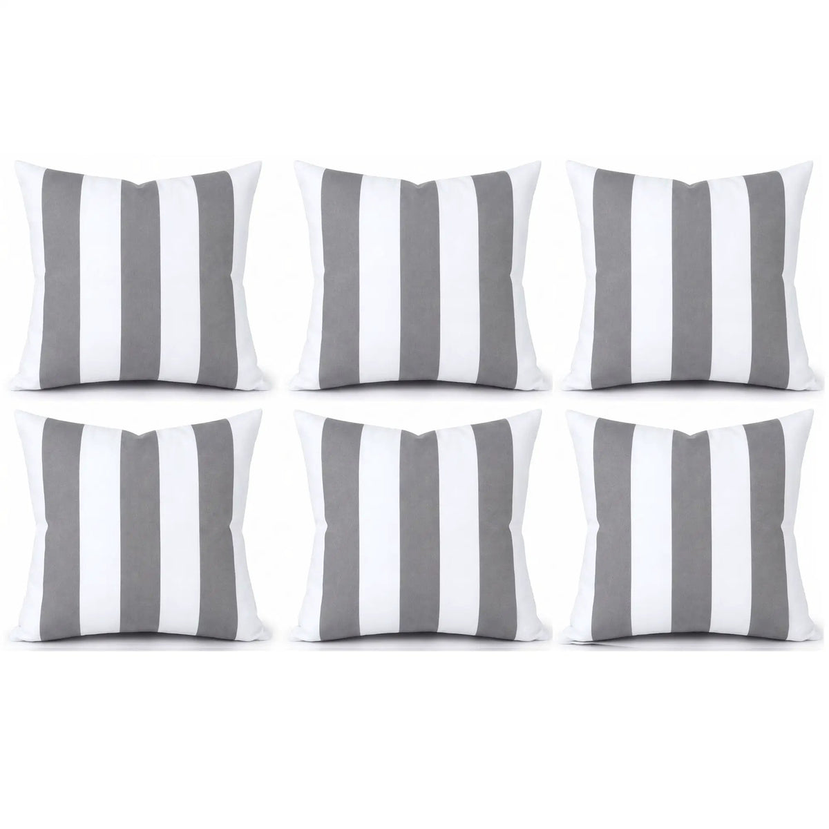 6 Pack Outdoor Pillow Covers - Gray/White Striped by HouseOfZazla