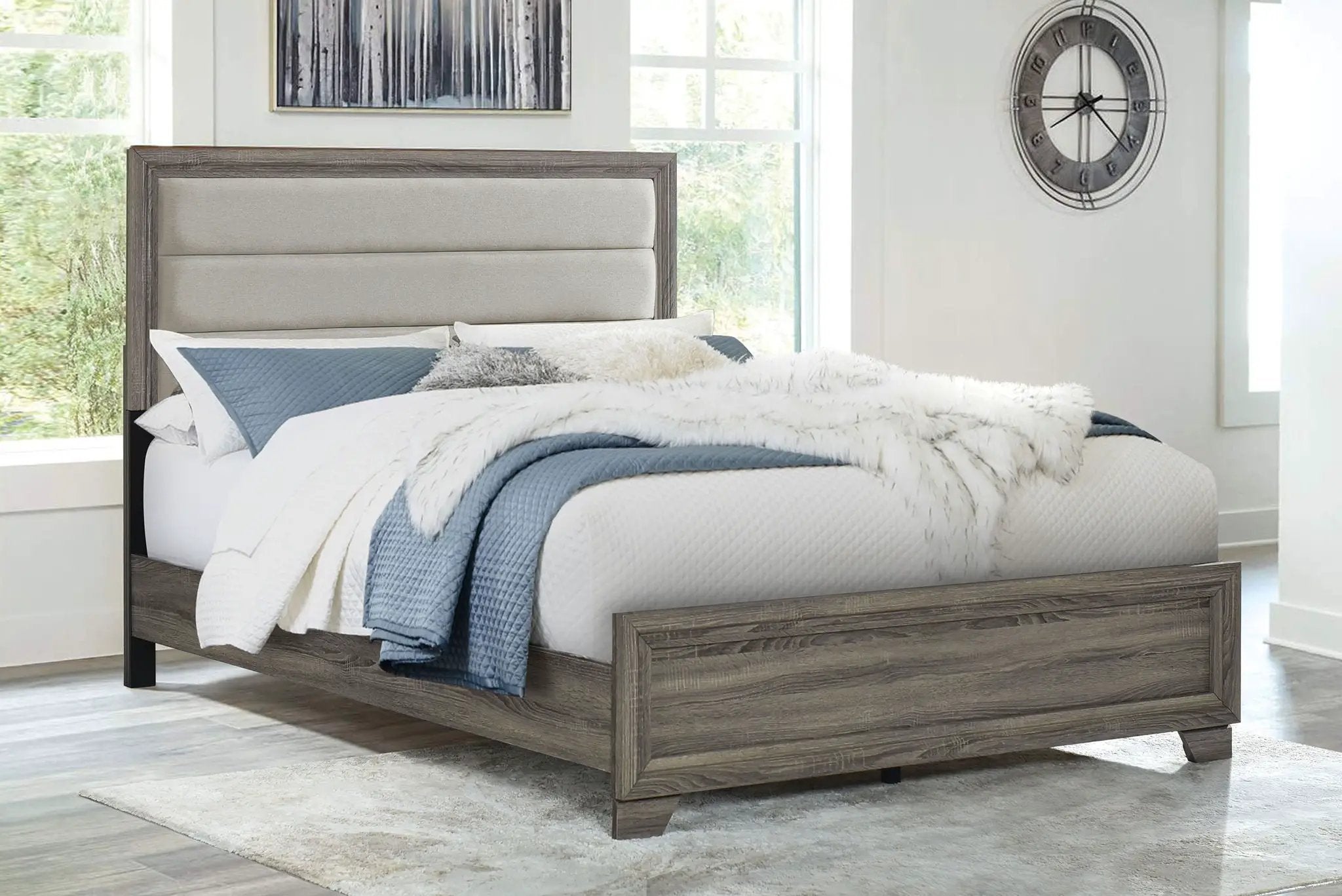 Wright 52-inch Upholstered California King Bed Brown Oak by Unique Piece Furniture
