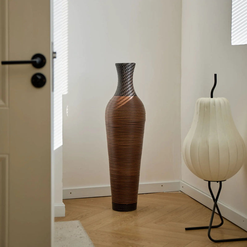 Tall Standing Designer Floor Vases With Elegant 2 Tone Finishes Ideal For Decorating Living Rooms, Bedrooms, Entryways Perfect For Decorating Your Home - Black / Gray by Unique Piece Furniture