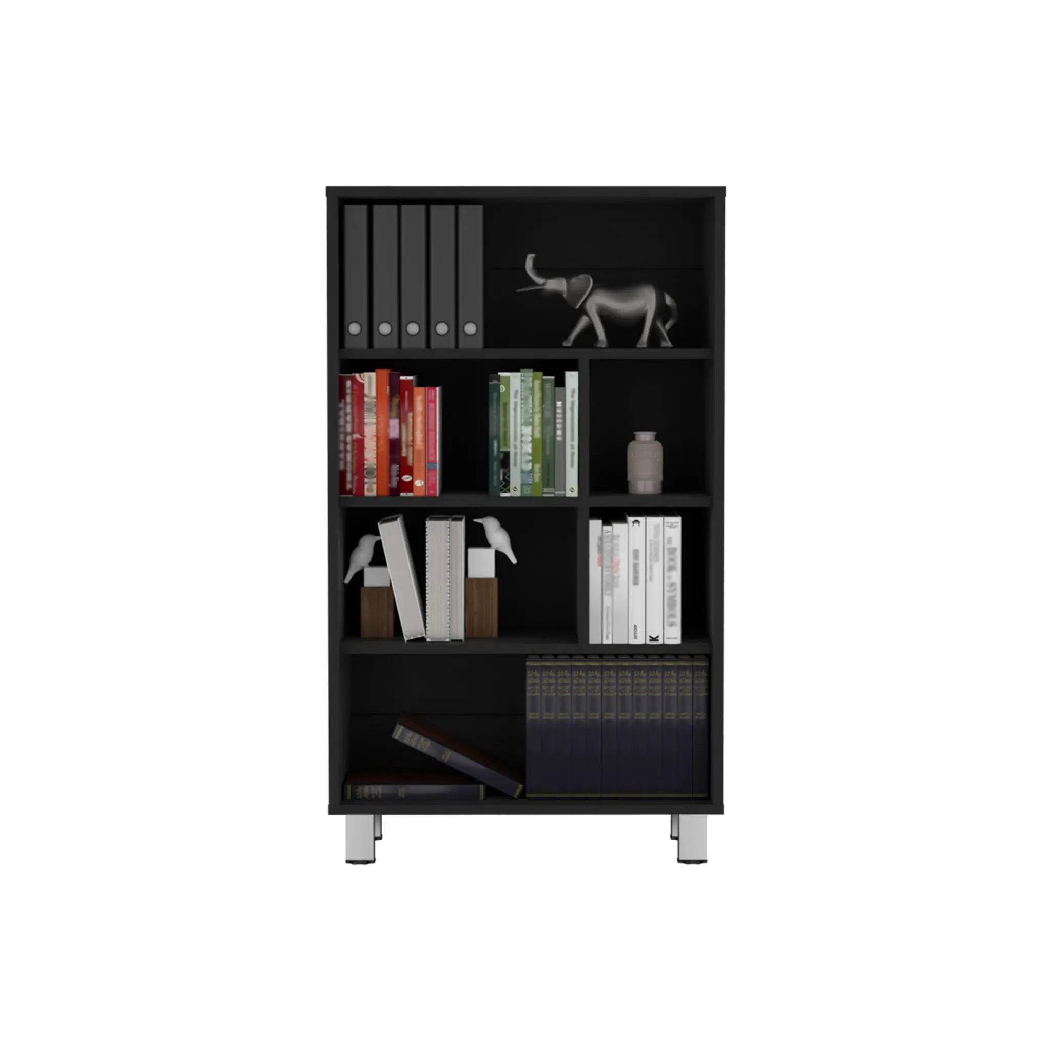 Bookcase, 6 Shelves, 4 Legs - Black by Unique Piece Furniture
