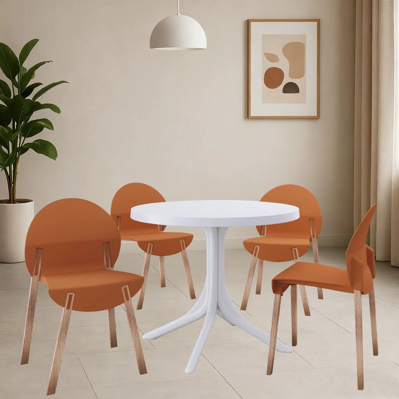 4 Piece Set Of Single Chairs, Traditional Elements With Round Table by HouseOfZazla