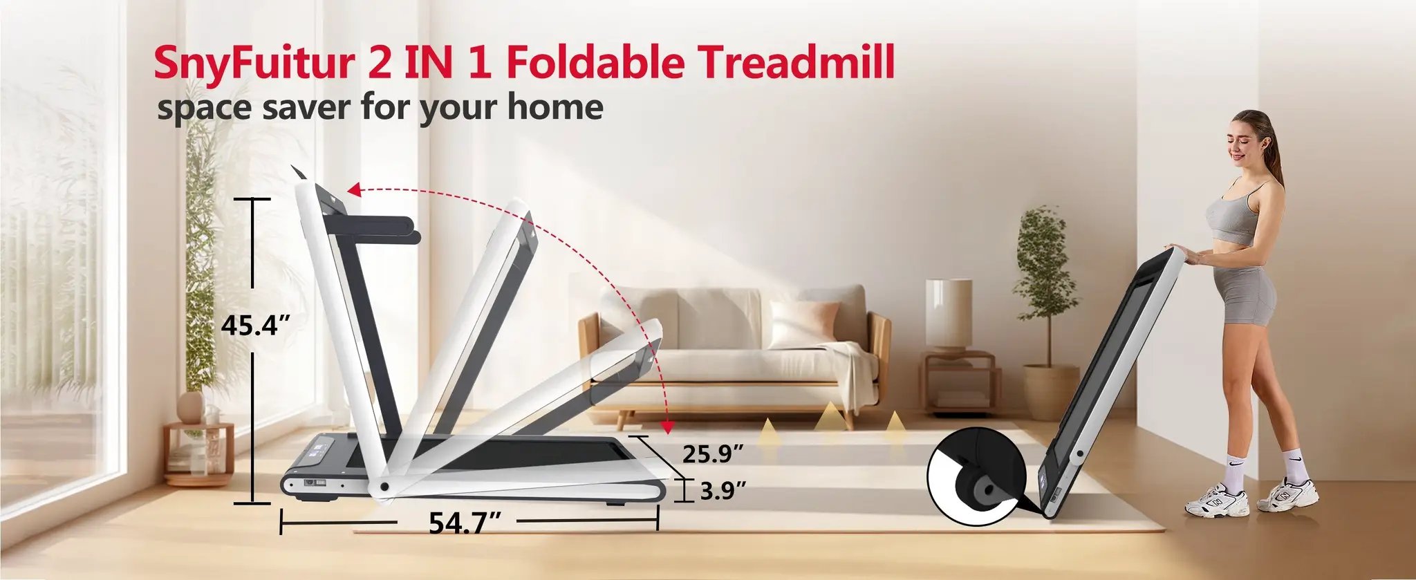 2 in 1 Under Desk Treadmill 2.5HP Folding Electric Machine by HouseOfZazla