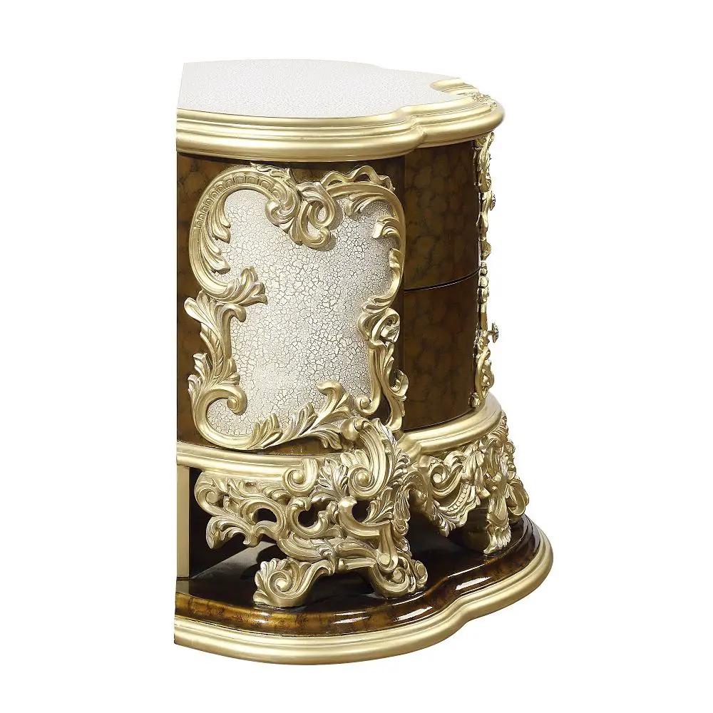 Desiderius - Nightstand - Antique Gold & Hand Painted Brown by Unique Piece Furniture