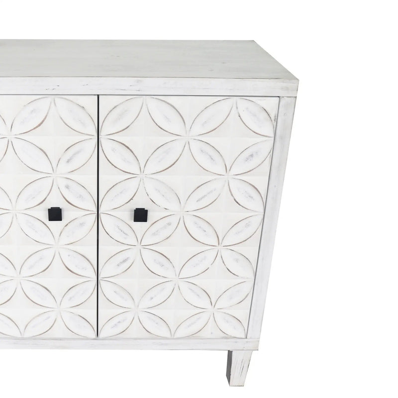 Accent Cabinet 4 Door Wooden Cabinet Sideboard Buffet Server Cabinet Storage Cabinet, For Living Room, Entryway, Hallway, Office, Kitchen And Dining Room - White Wash by HouseOfZazla