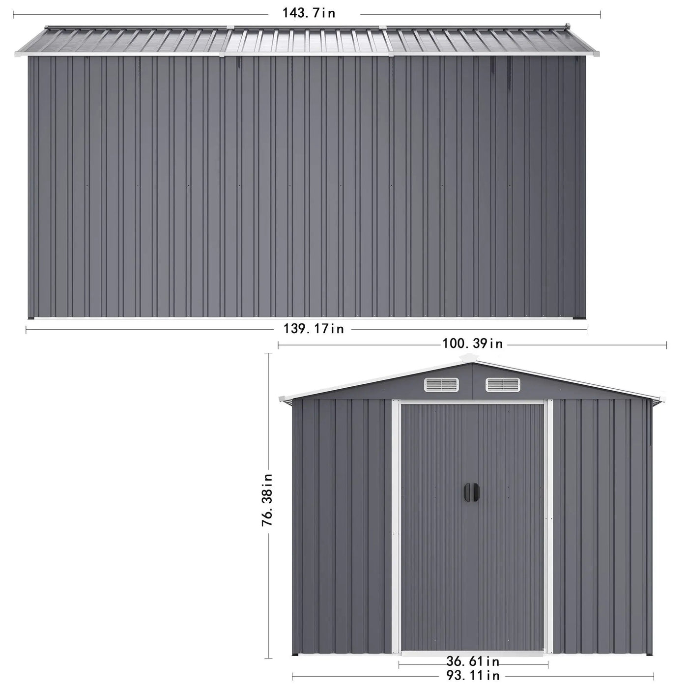Outdoor Storage Shed Large Metal Tool Sheds, Heavy Duty Storage House With Sliding Doors by HouseOfZazla