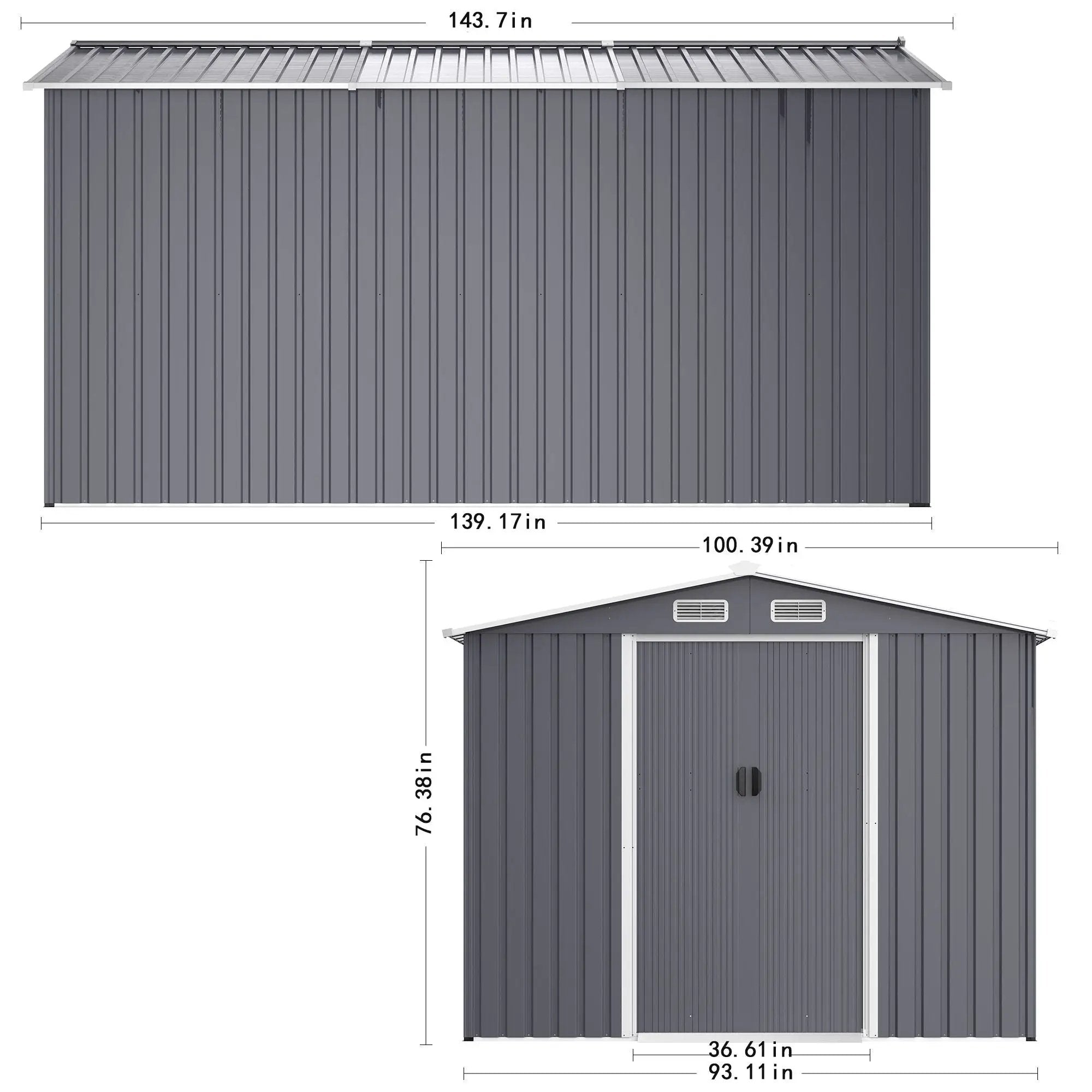 Outdoor Storage Shed Large Metal Tool Sheds, Heavy Duty Storage House With Sliding Doors by HouseOfZazla