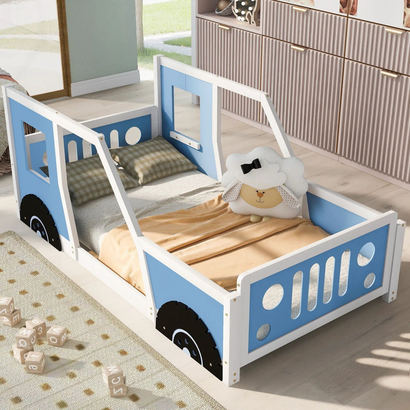 Classic Car Shaped Platform Bed With Wheels by Unique Piece Furniture