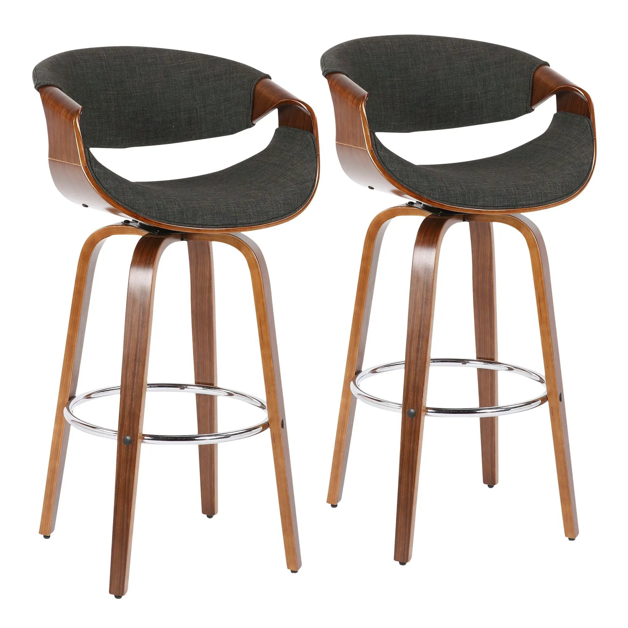 Curvini Mid - Century Modern Fixed Height Barstool With Swivel (Set of 2) by Unique Piece Furniture