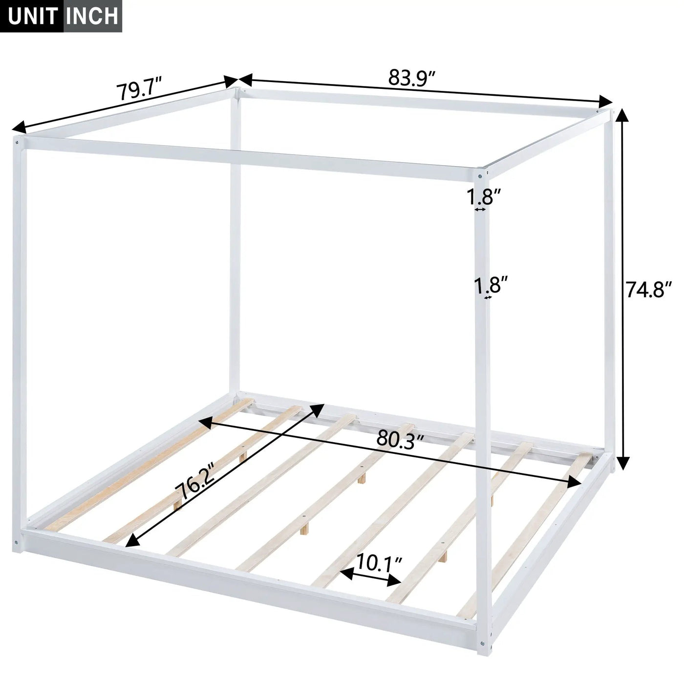Wood Canopy Platform Bed With Support Legs And Airflow Slats by Unique Piece Furniture
