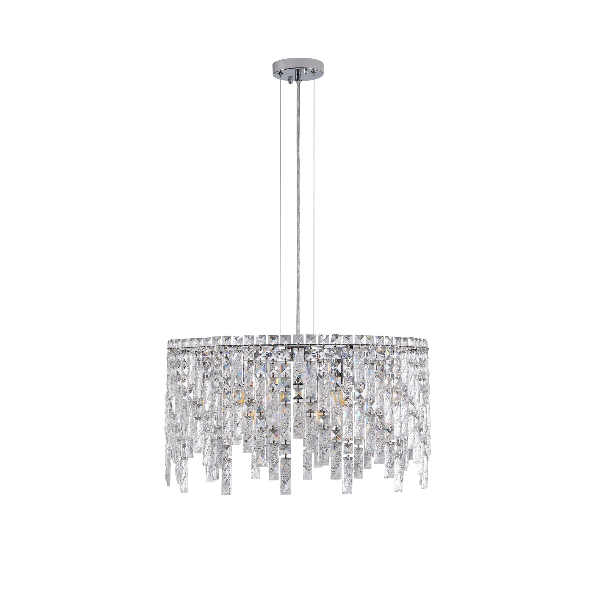 24" Luxurious Round Silver Crystal Chandelier by HouseOfZazla