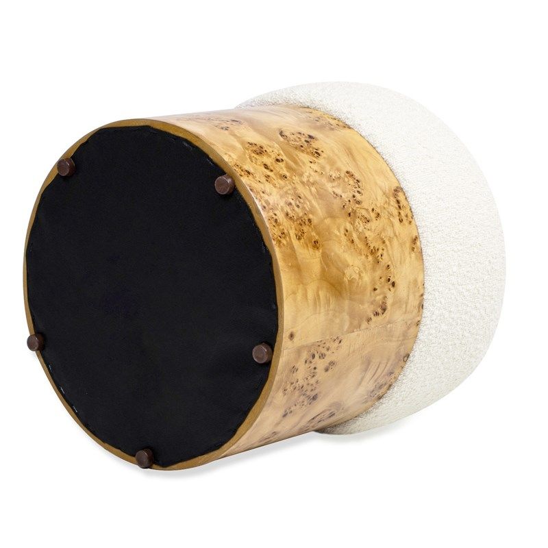 Nebula - Round Upholstered Ottoman - White by HouseOfZazla