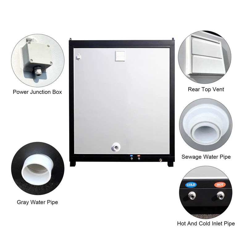 Portable Toilet Cabin - Outdoor Shower Room with Shower, Lights, Sink, and Ventilation Fan by HouseOfZazla