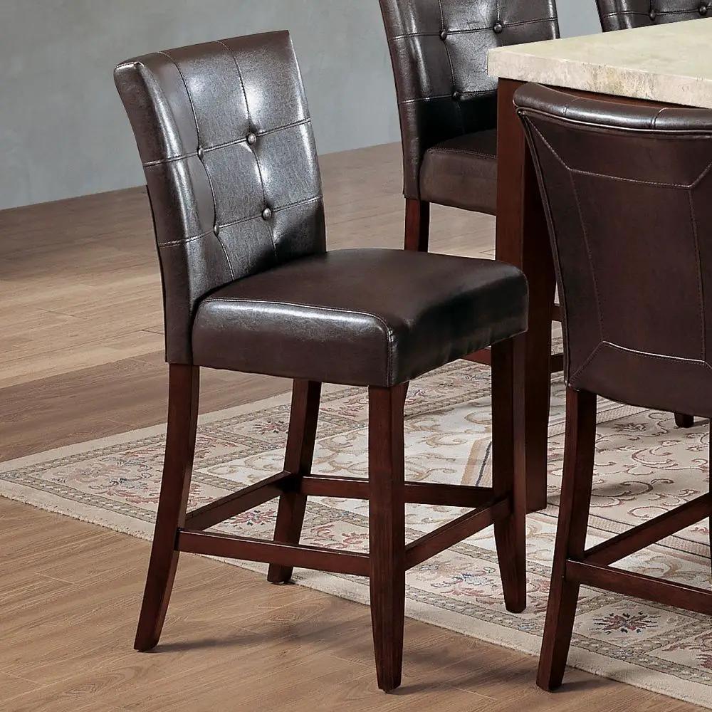 Britney - 20" Counter Height Chair (Set of 2) - Espresso Synthetic Leather & Walnut by Unique Piece Furniture