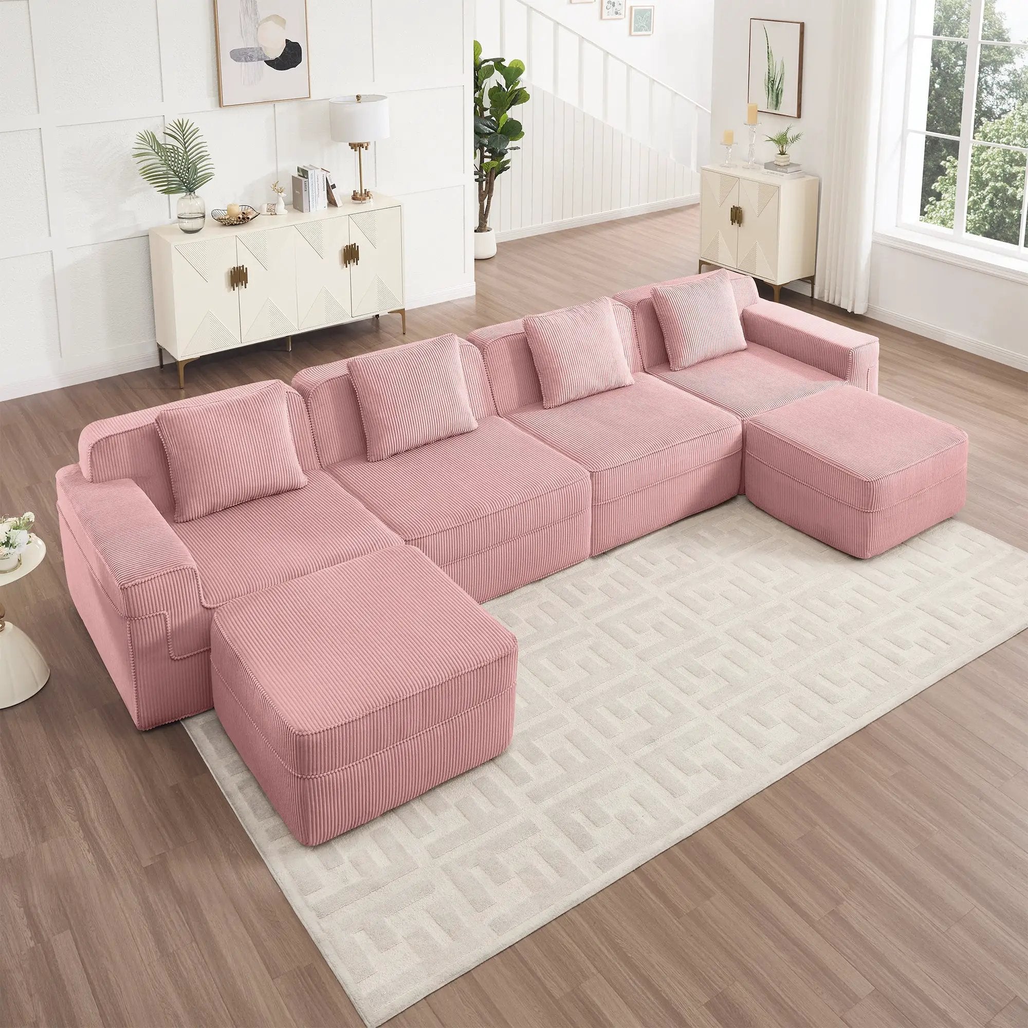 Modular 4 Seat U Shape Sectional Boneless Sofa by HouseOfZazla