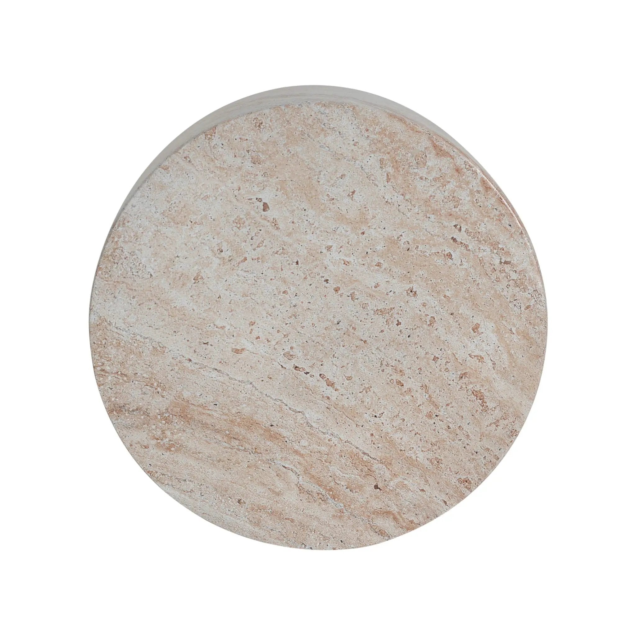 Outdoor / Indoor Lightweight Concrete Side Table With Travertine - Beige by HouseOfZazla