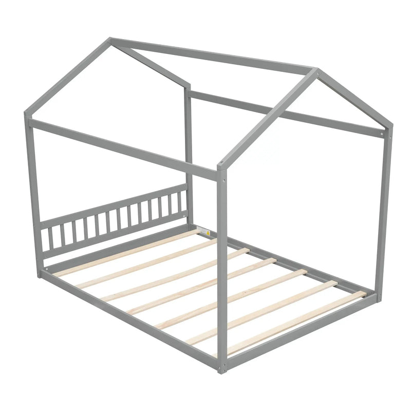 Wooden House Bed With Headboard by HouseOfZazla