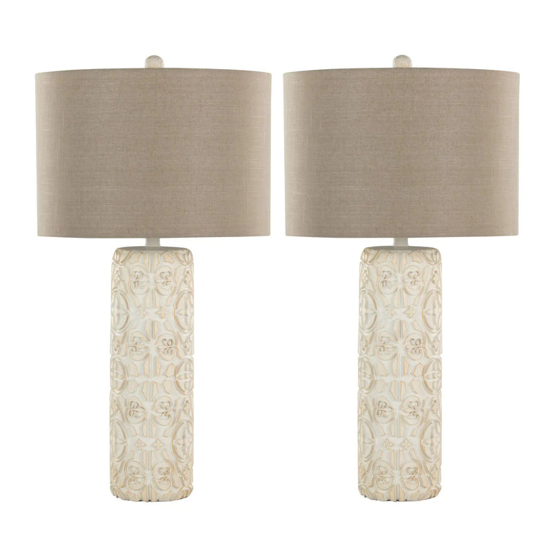 Charlotte - Contemporary Table Lamp (Set of 2) - Taos Brown / Beige by HouseOfZazla