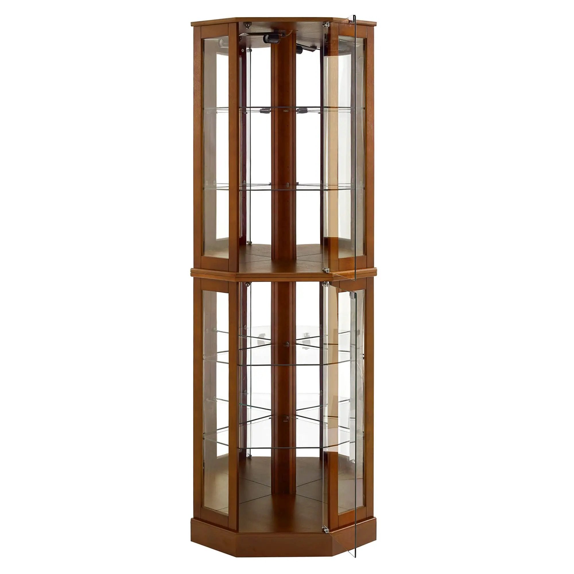 6 Shelf Corner Curio Display Cabinet With Lights, Mirrors And Adjustable Shelves (E26 Light Bulb Not Included) by Unique Piece Furniture