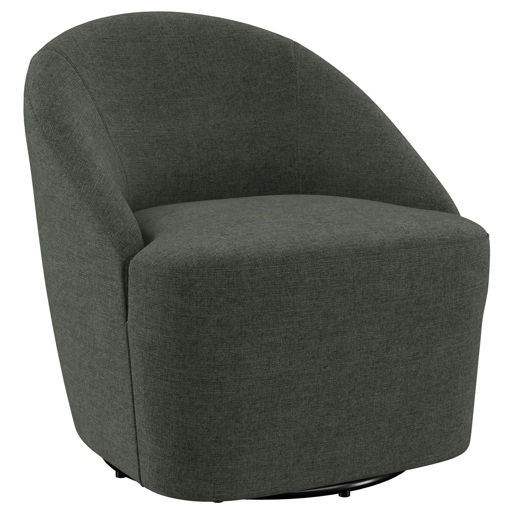 Leon Upholstered Barrel Accent Swivel Chair Hunter Green by Unique Piece Furniture