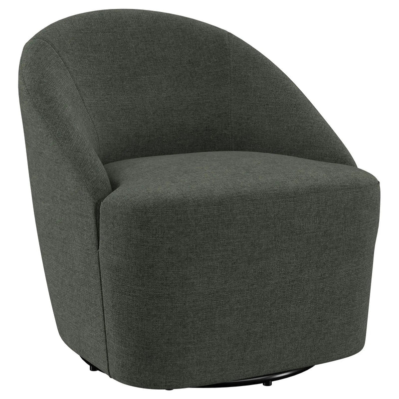 Leon Upholstered Barrel Accent Swivel Chair Hunter Green by Unique Piece Furniture