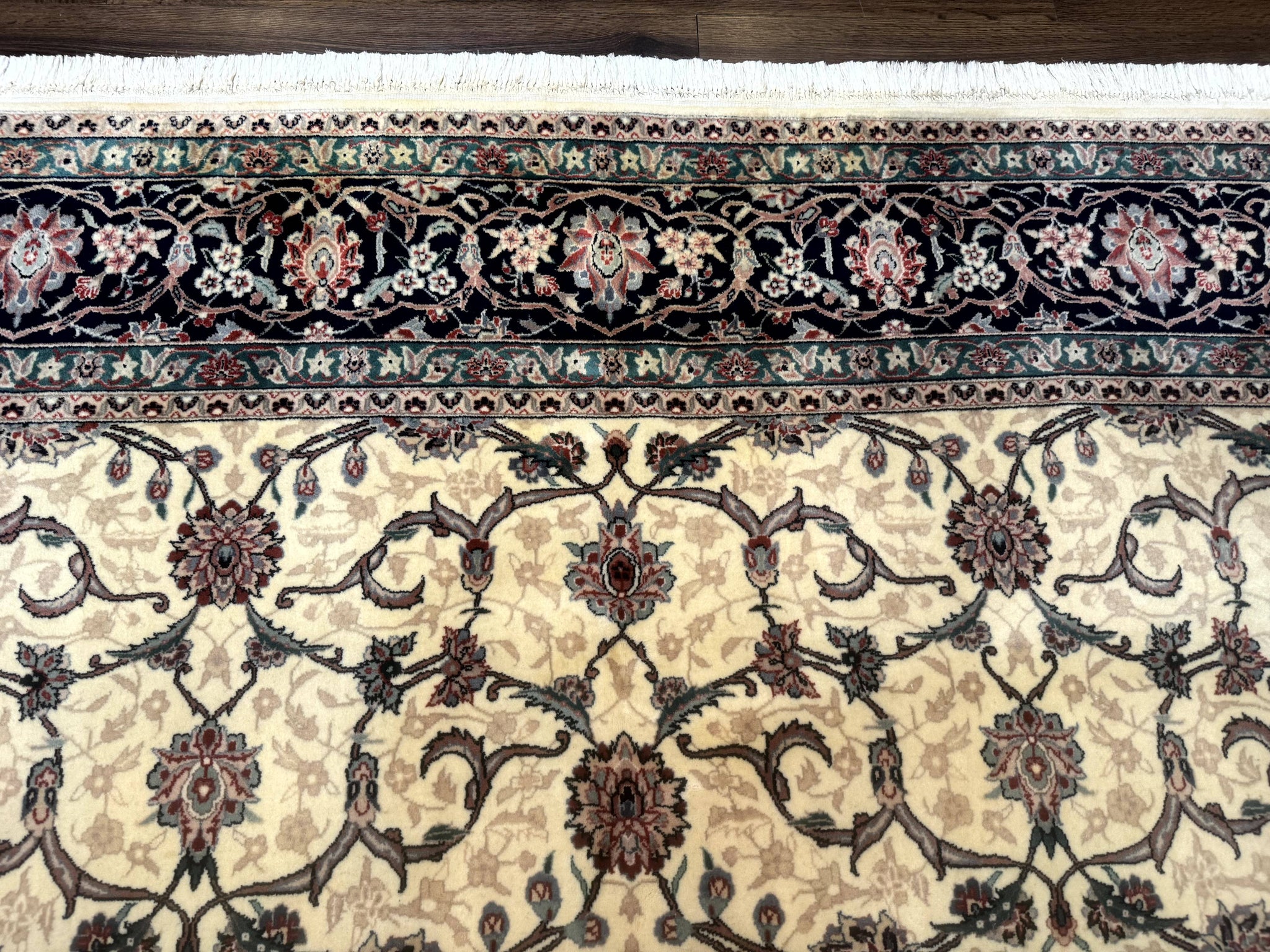 Sino Persian Rug 8x10, Allover Pattern, Beige and Midnight Blue, Wool Oriental Carpet by Jewel Rugs