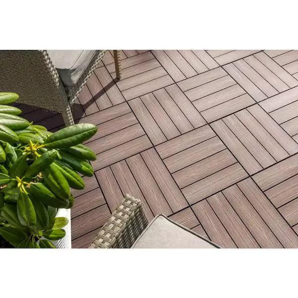 Open Box Design House Straight Edge Trim 3 in. x 12 in. Wood-Plastic Composite Deck Tile in Russet Canyon( 4-Pack by Selzalot