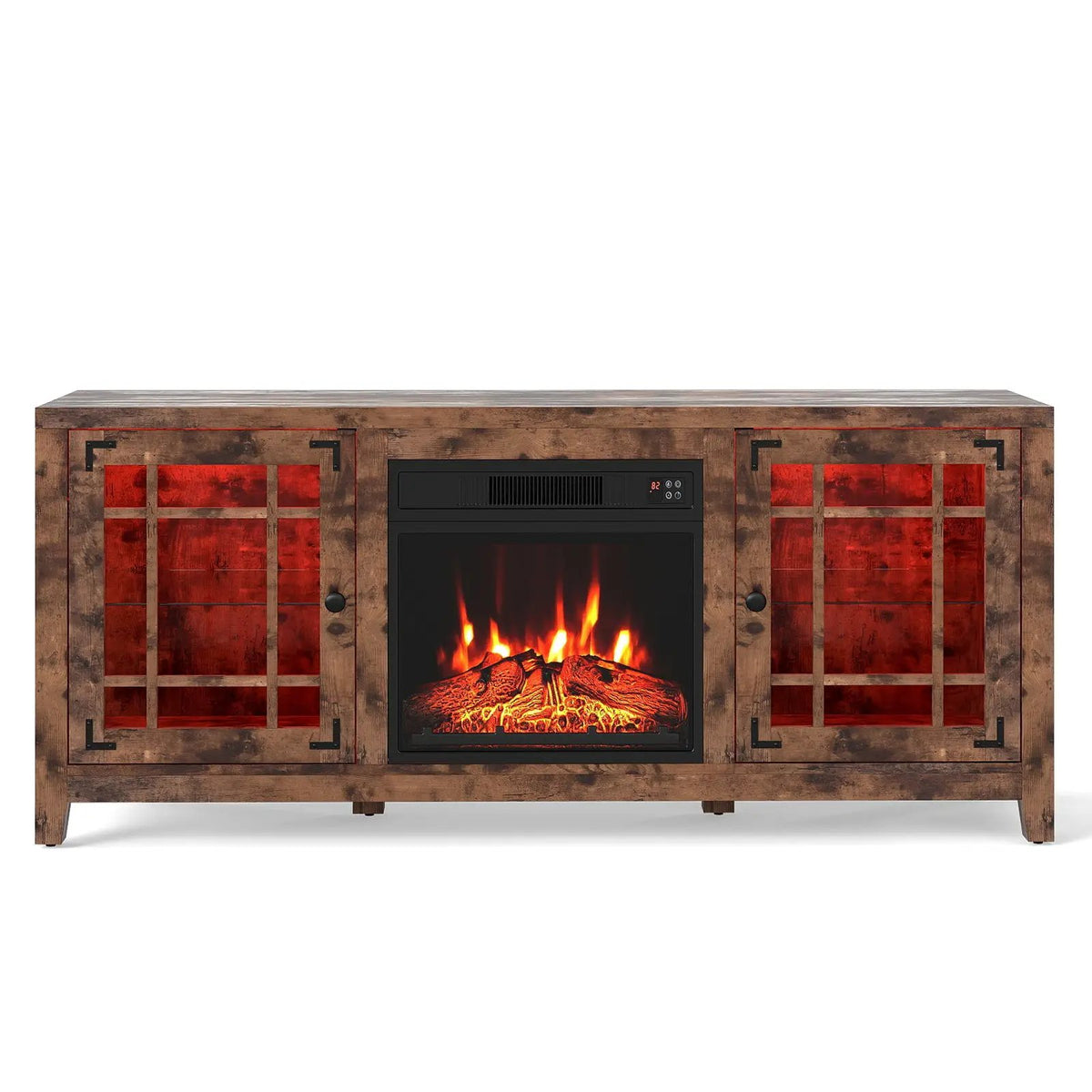 58" Fireplace TV Stand with LED Lights and 18" Electric Fireplace, photo 13 of 24