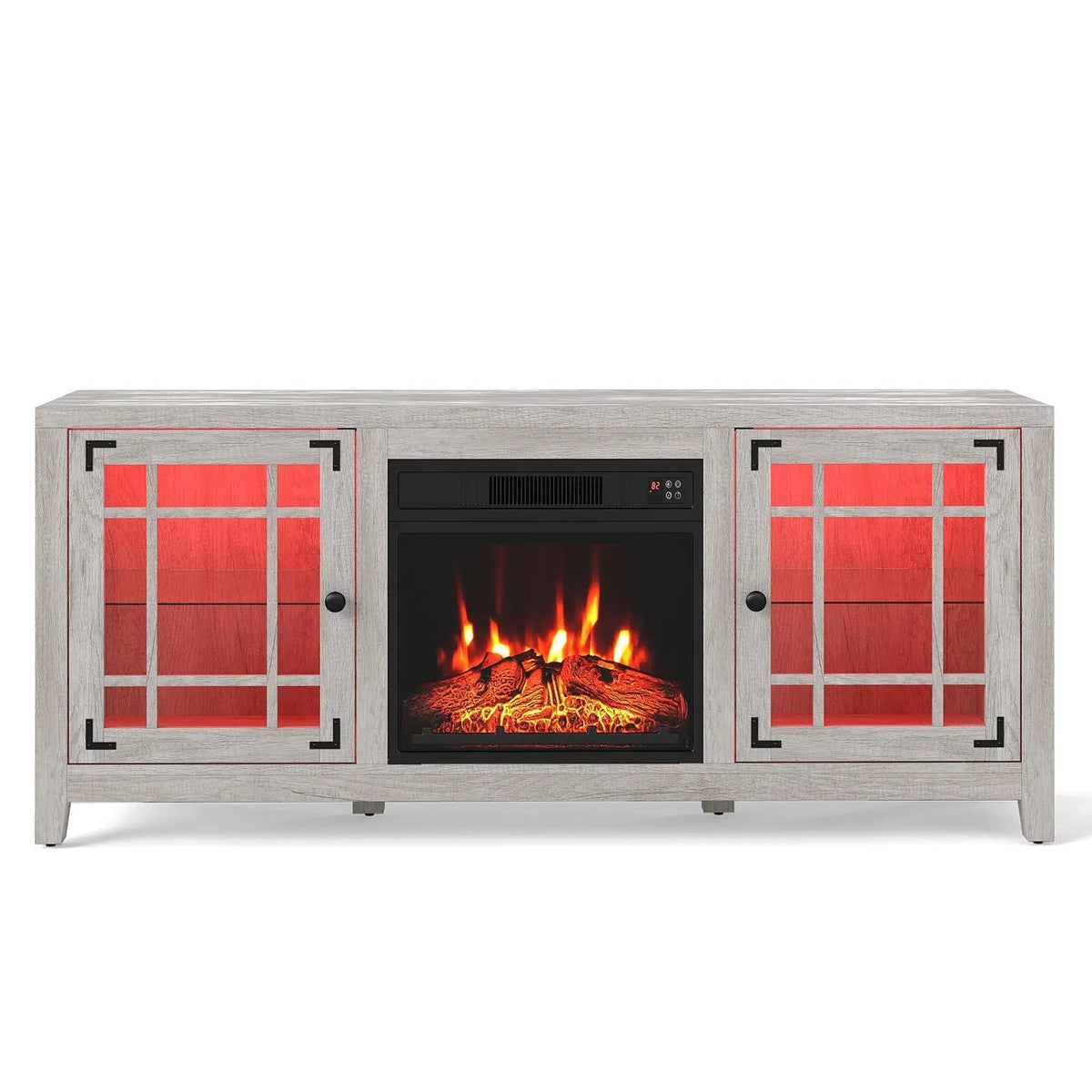 58" Fireplace TV Stand with LED Lights and 18" Electric Fireplace, photo 22 of 24