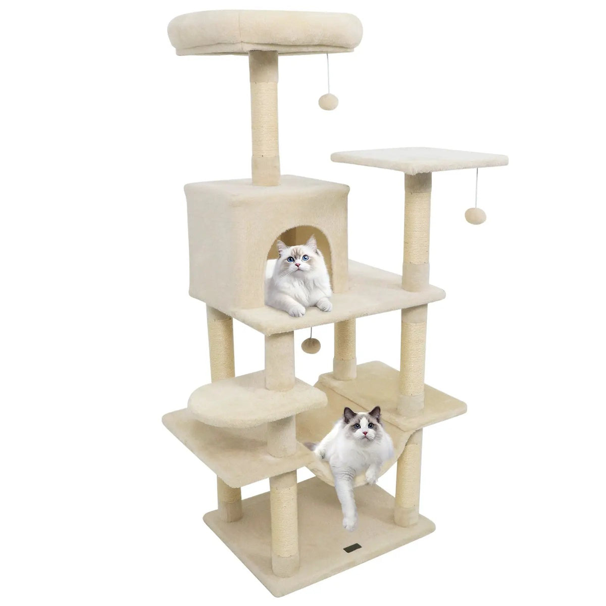 58" Multi-Level Cat Tree Soft Plush Cat Tower with Padded Top Perch, photo 8 of 40