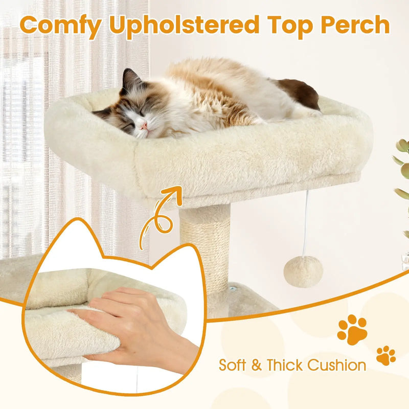 58" Multi-Level Cat Tree Soft Plush Cat Tower with Padded Top Perch by DirectDeals