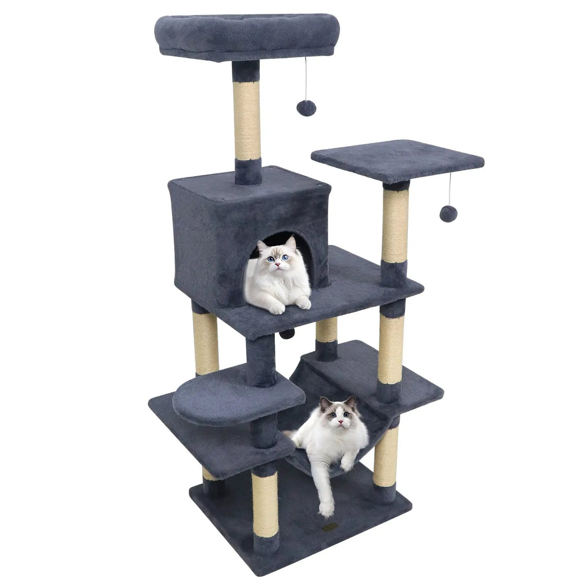 58" Multi-Level Cat Tree Soft Plush Cat Tower with Padded Top Perch, photo 15 of 40