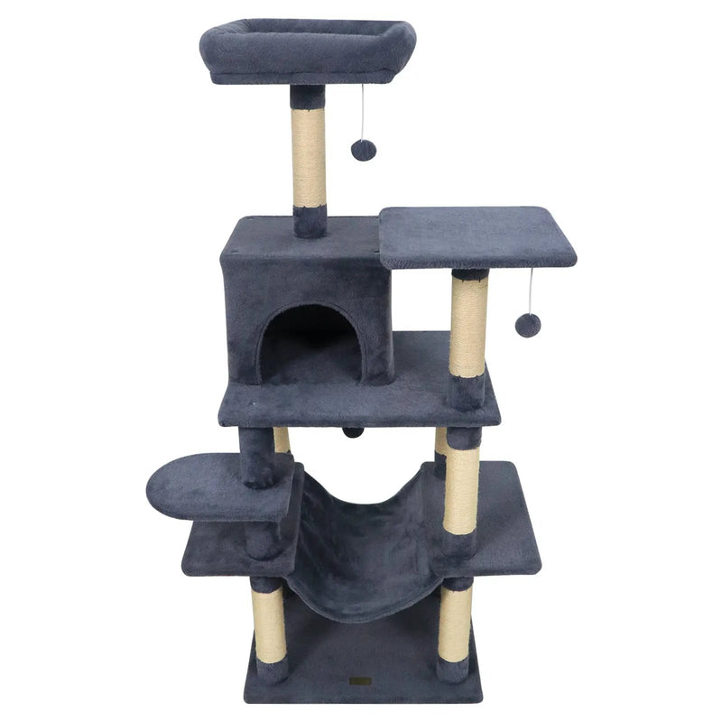 58" Multi-Level Cat Tree Soft Plush Cat Tower with Padded Top Perch by DirectDeals