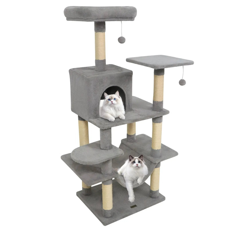 58" Multi-Level Cat Tree Soft Plush Cat Tower with Padded Top Perch by DirectDeals
