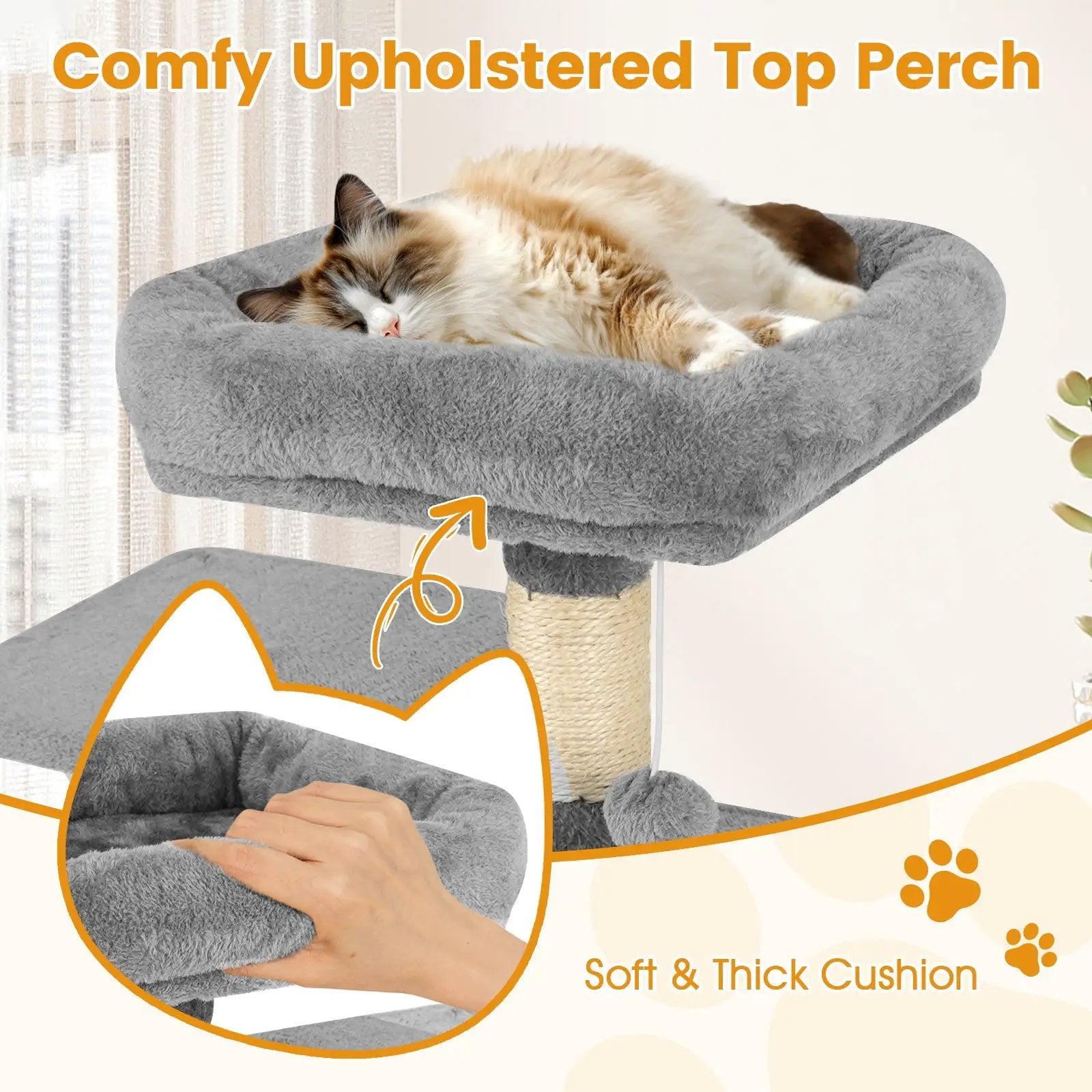 58" Multi-Level Cat Tree Soft Plush Cat Tower with Padded Top Perch by DirectDeals