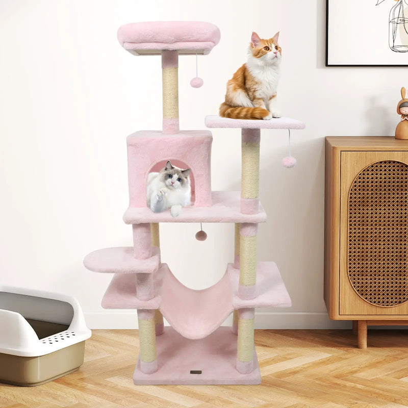 58" Multi-Level Cat Tree Soft Plush Cat Tower with Padded Top Perch by DirectDeals
