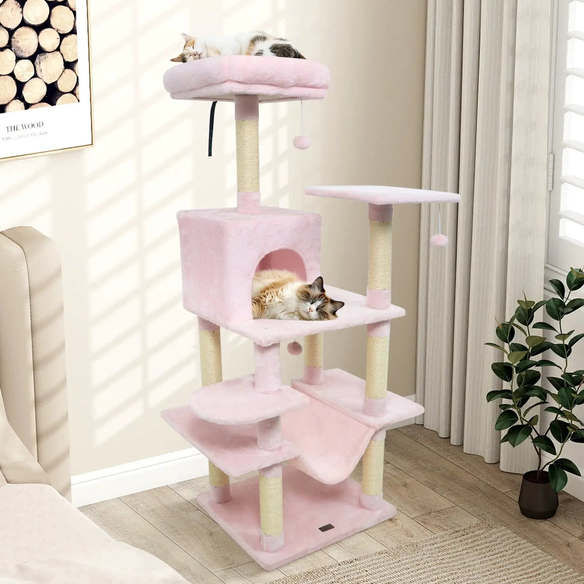 58" Multi-Level Cat Tree Soft Plush Cat Tower with Padded Top Perch, photo 9 of 40
