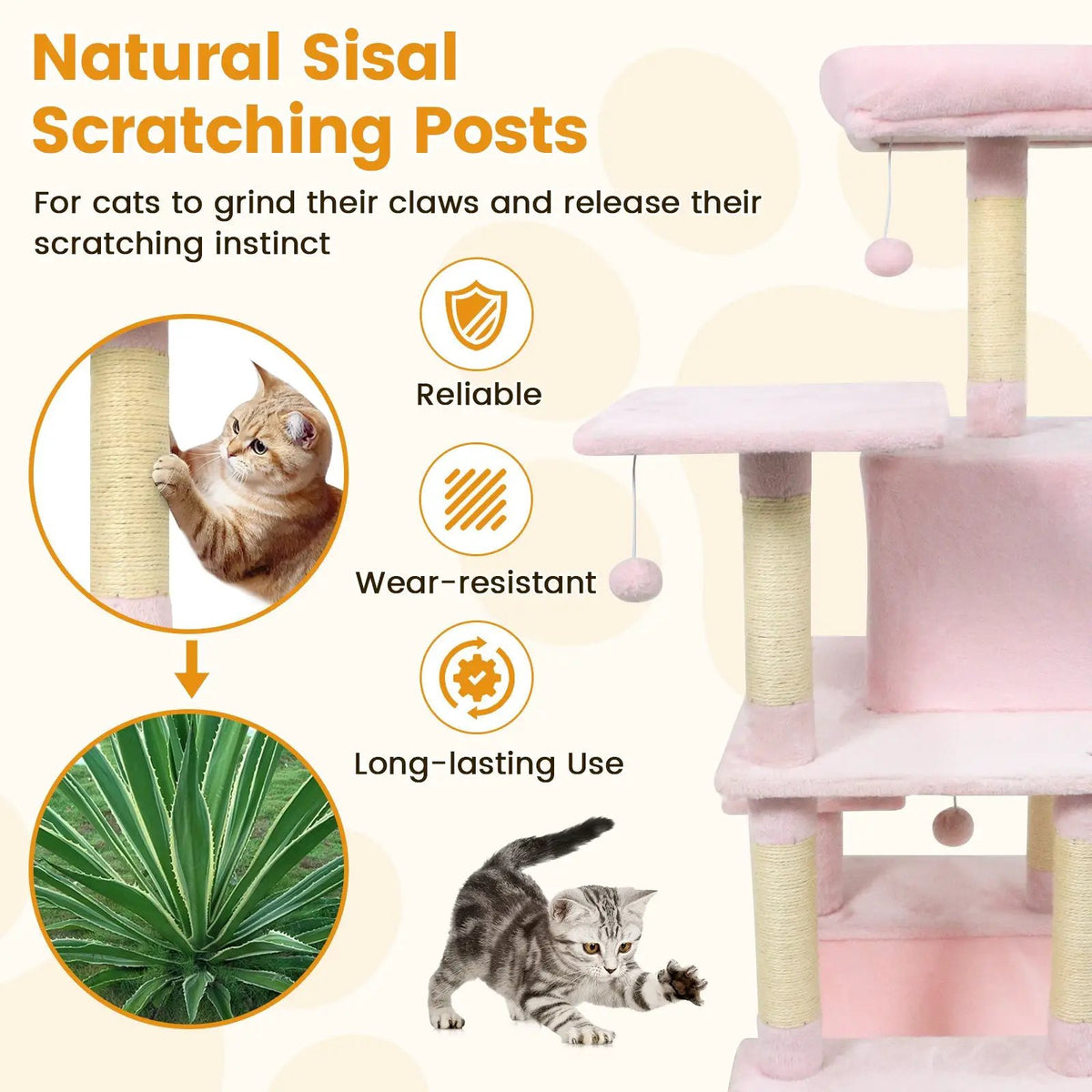 58" Multi-Level Cat Tree Soft Plush Cat Tower with Padded Top Perch, photo 30 of 40