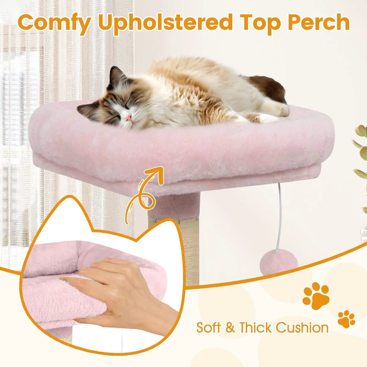 58" Multi-Level Cat Tree Soft Plush Cat Tower with Padded Top Perch, photo 37 of 40