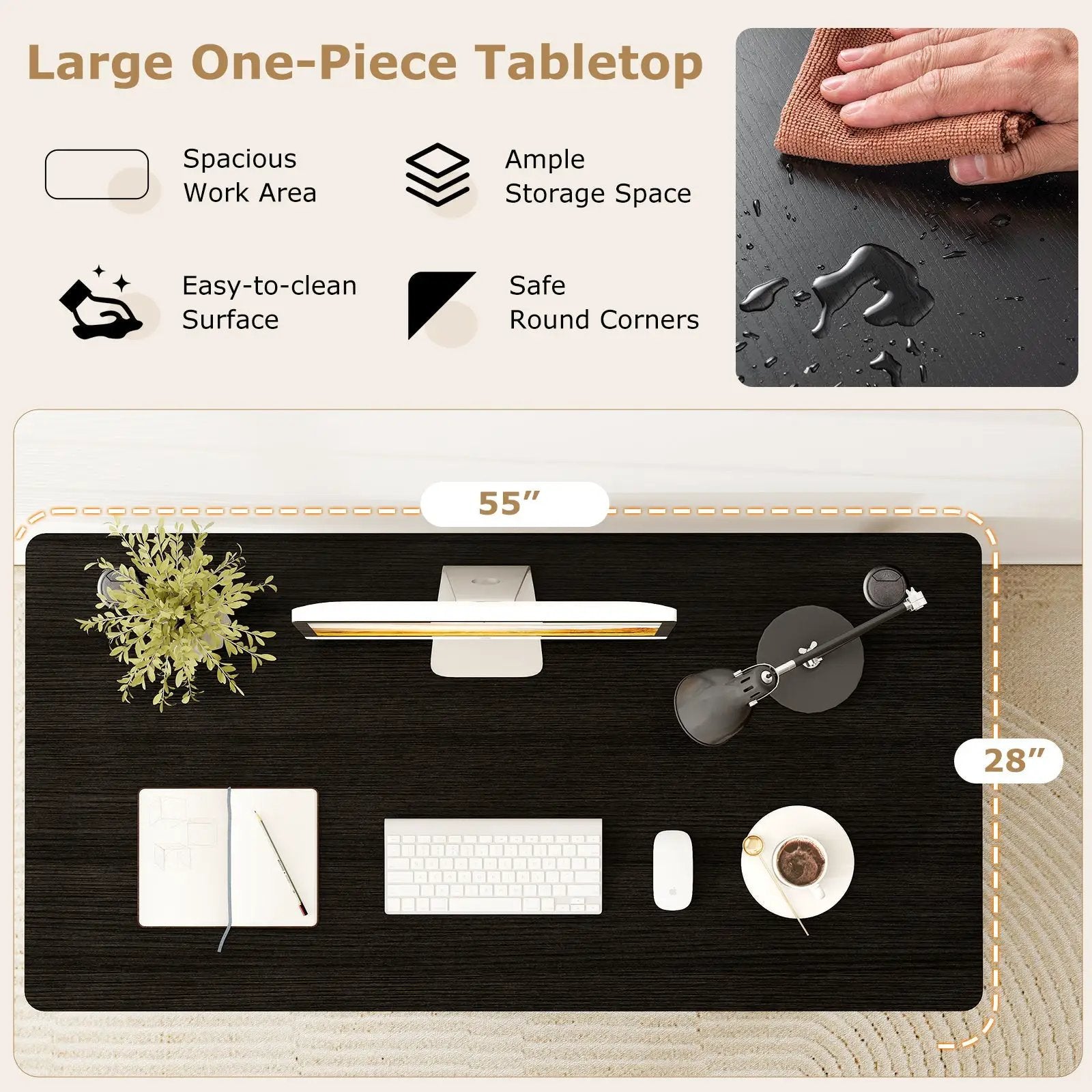58 Inch x 28 Inch Universal Tabletop for Standard and Standing Desk Frame by DirectDeals